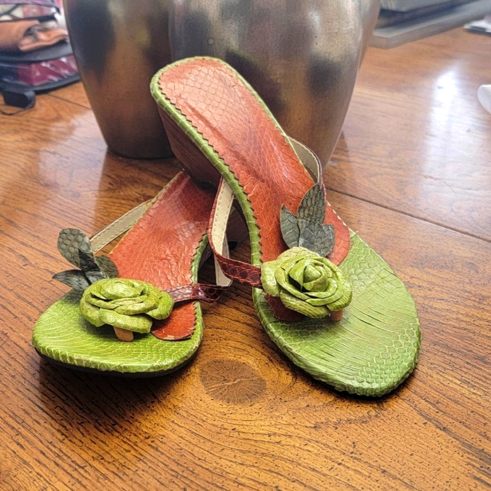 Sandals, Gently used, wooden wedge heels